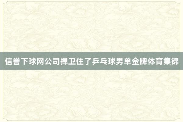 信誉下球网公司捍卫住了乒乓球男单金牌体育集锦