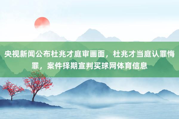 央视新闻公布杜兆才庭审画面，杜兆才当庭认罪悔罪，案件择期宣判买球网体育信息