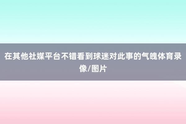 在其他社媒平台不错看到球迷对此事的气魄体育录像/图片