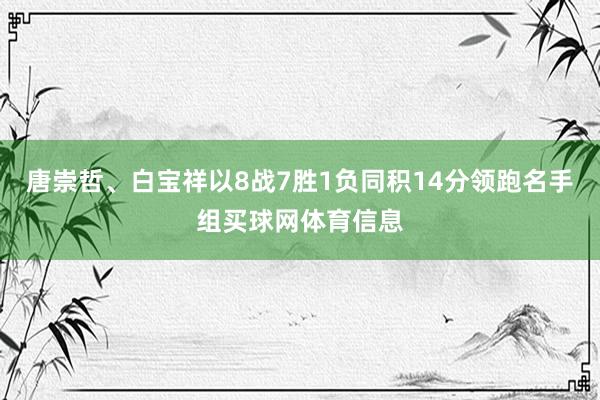 唐崇哲、白宝祥以8战7胜1负同积14分领跑名手组买球网体育信息